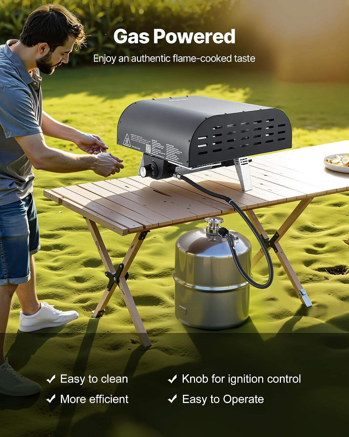 Propane Outdoor Pizza Oven, 12 Inch Gas Pizza Maker, Portable Pizza Cooker with Thickened Pizza Stone, Carry Bag, Foldable Leg, Stainless Steel Pizza Oven for outside Camping & Backyard