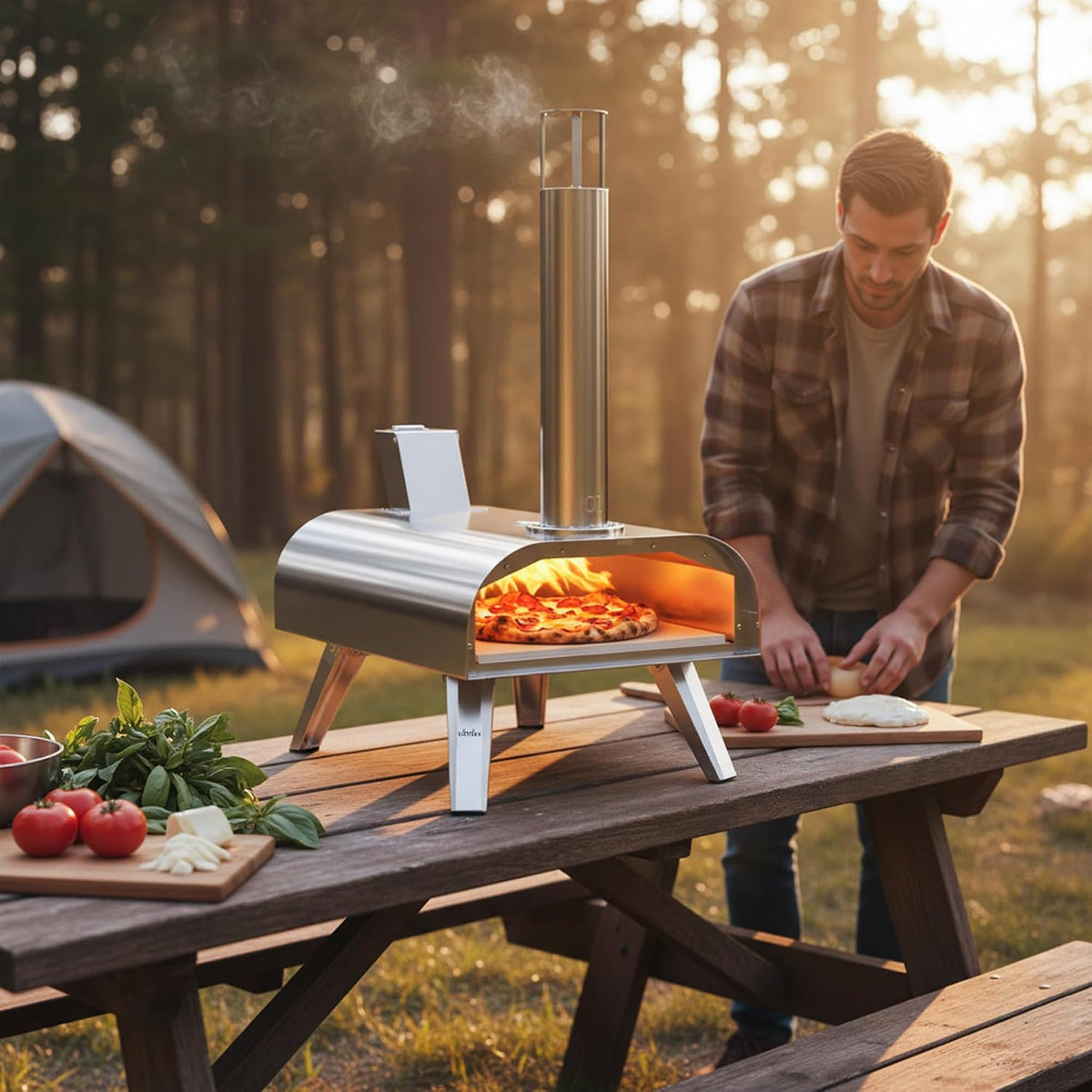 12" Outdoor Pizza Oven, 1110°F, Wood Pellet, Gas & Electric