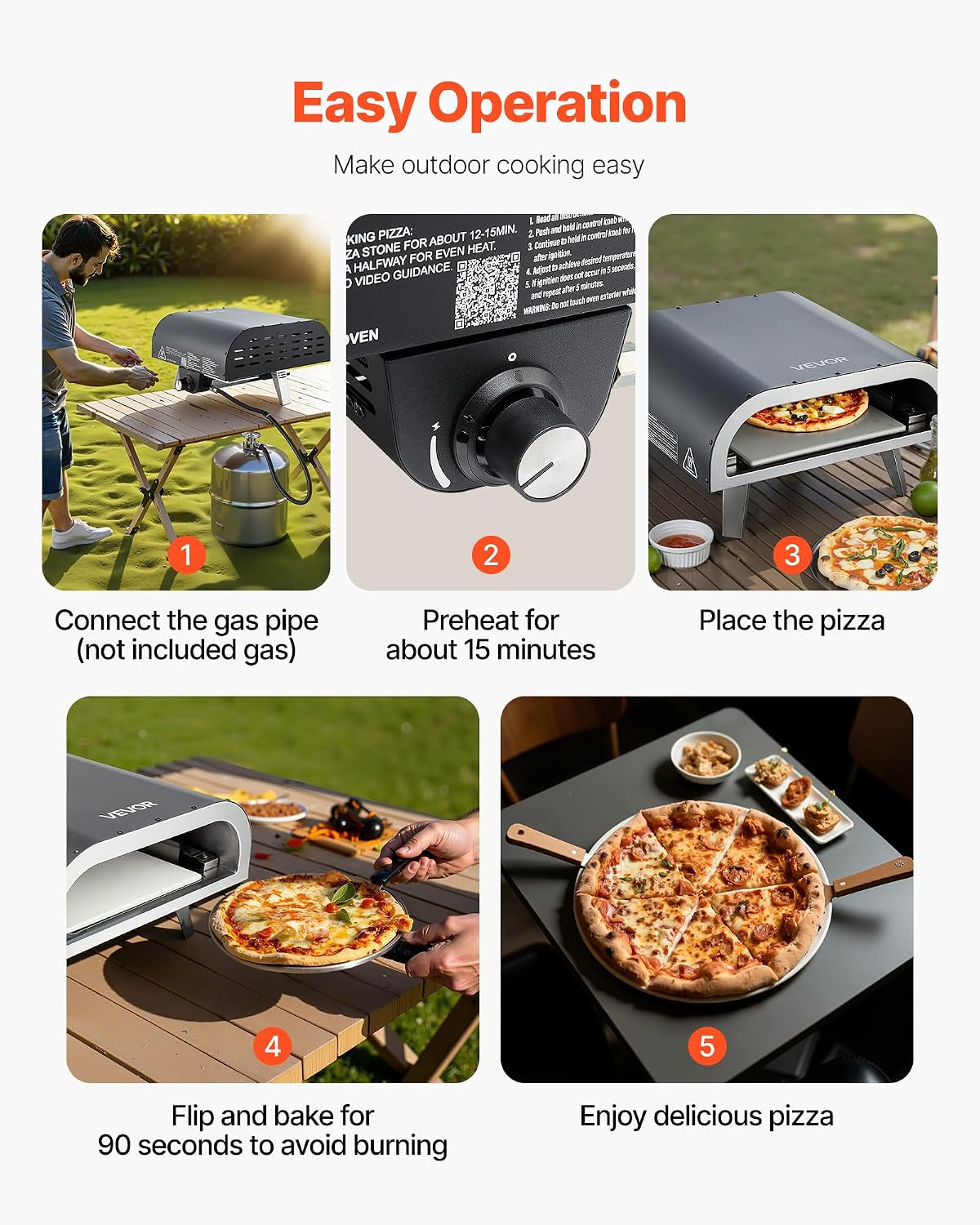 Propane Outdoor Pizza Oven, 12 Inch Gas Pizza Maker, Portable Pizza Cooker with Thickened Pizza Stone, Carry Bag, Foldable Leg, Stainless Steel Pizza Oven for outside Camping & Backyard