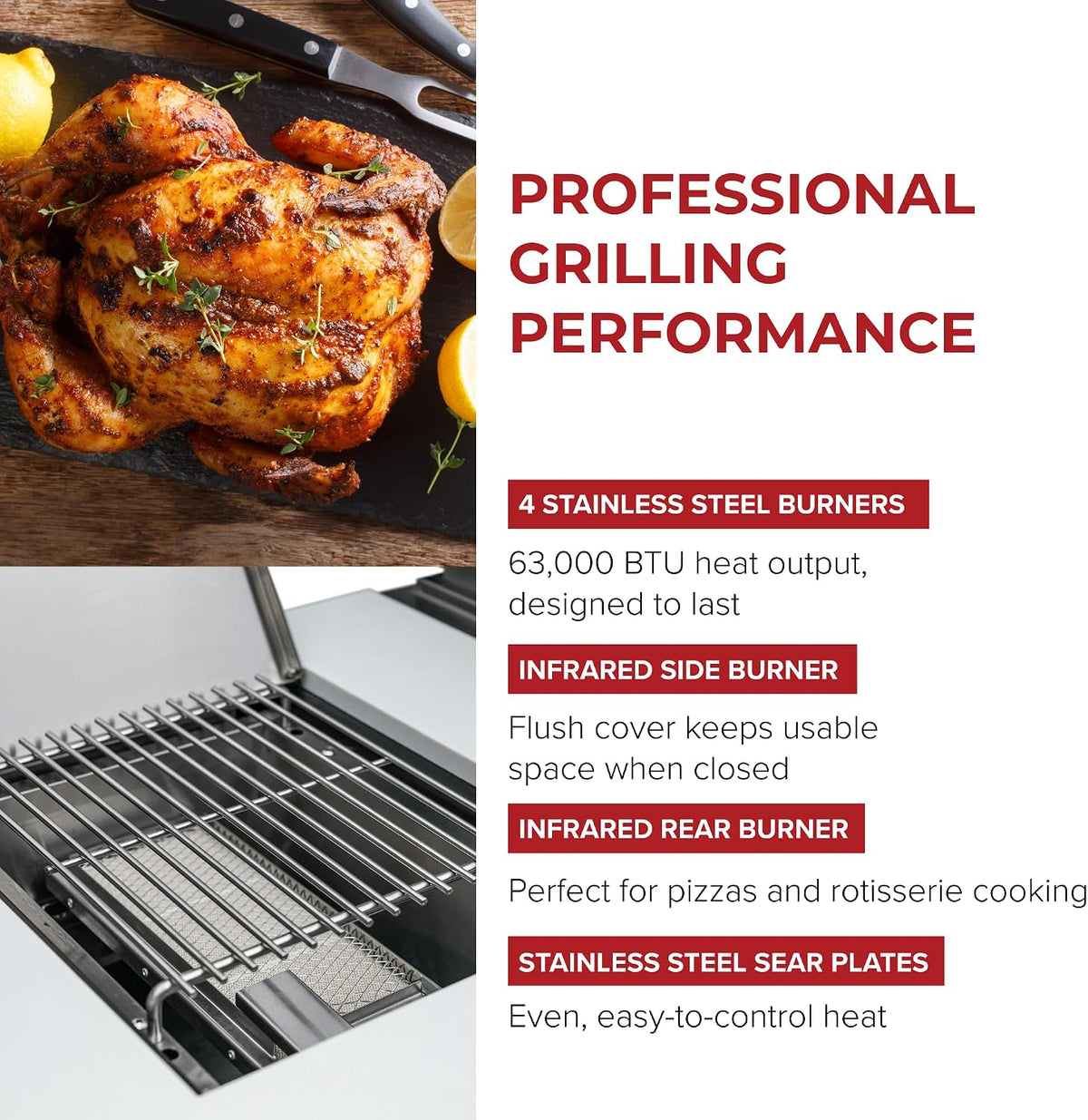 Premium 70"W Black Stainless Steel Outdoor Kitchen Island BBQ Gas Grill with Compact Refrigerator & Rotisserie Burner + Dual Sided Griddle Plate + Charcoal Tray + Natural Gas Conversion Kit