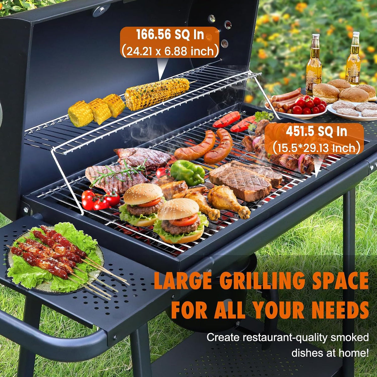 BBQ Barrel Charcoal Grill: Spacious Premium Outdoor Barbecue Grill