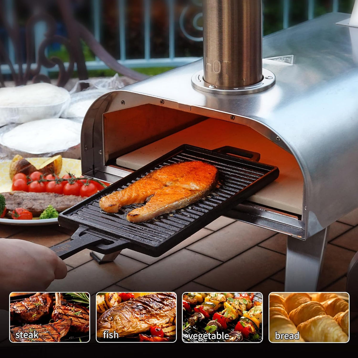 12" Outdoor Pizza Oven, 1110°F, Wood Pellet, Gas & Electric