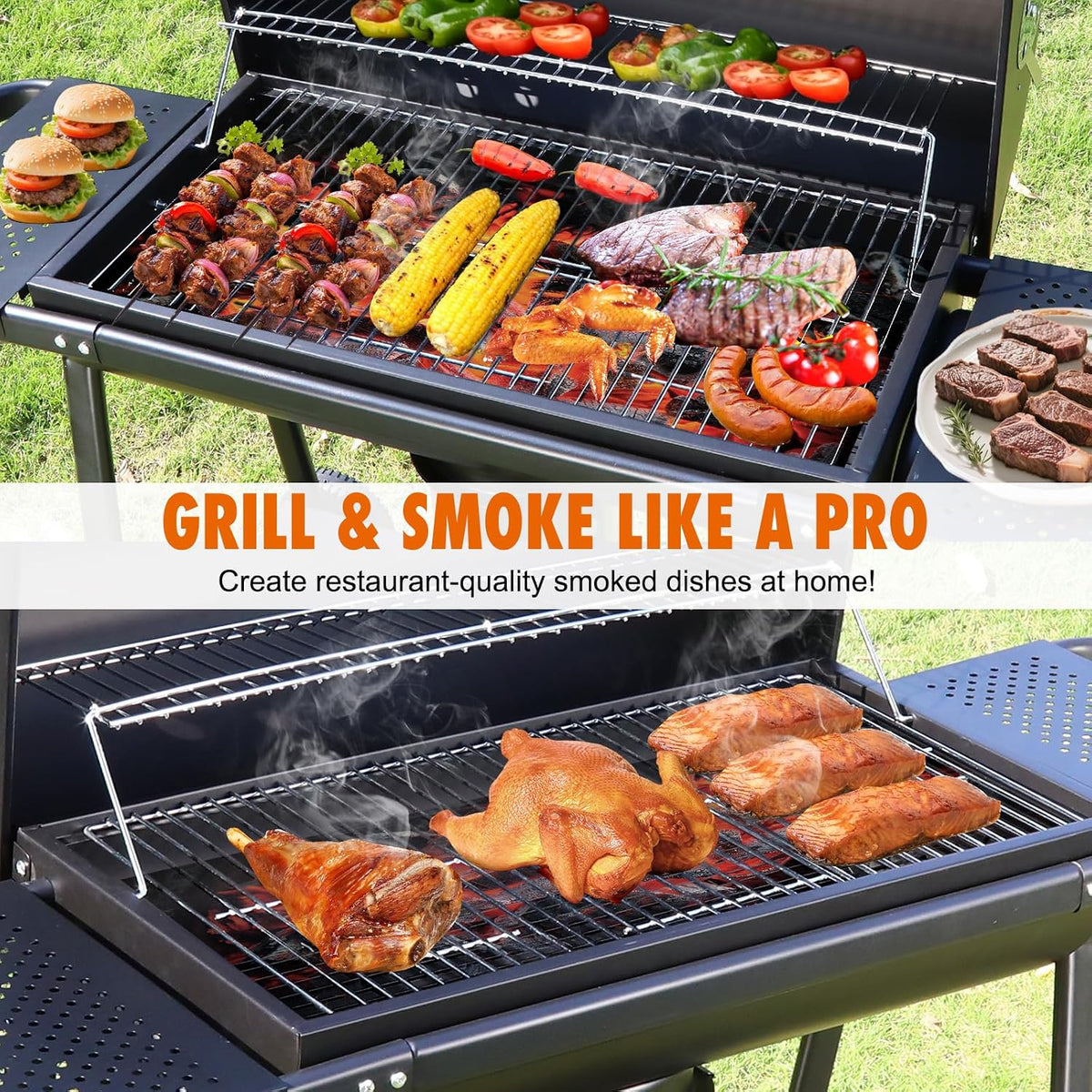 BBQ Barrel Charcoal Grill: Spacious Premium Outdoor Barbecue Grill