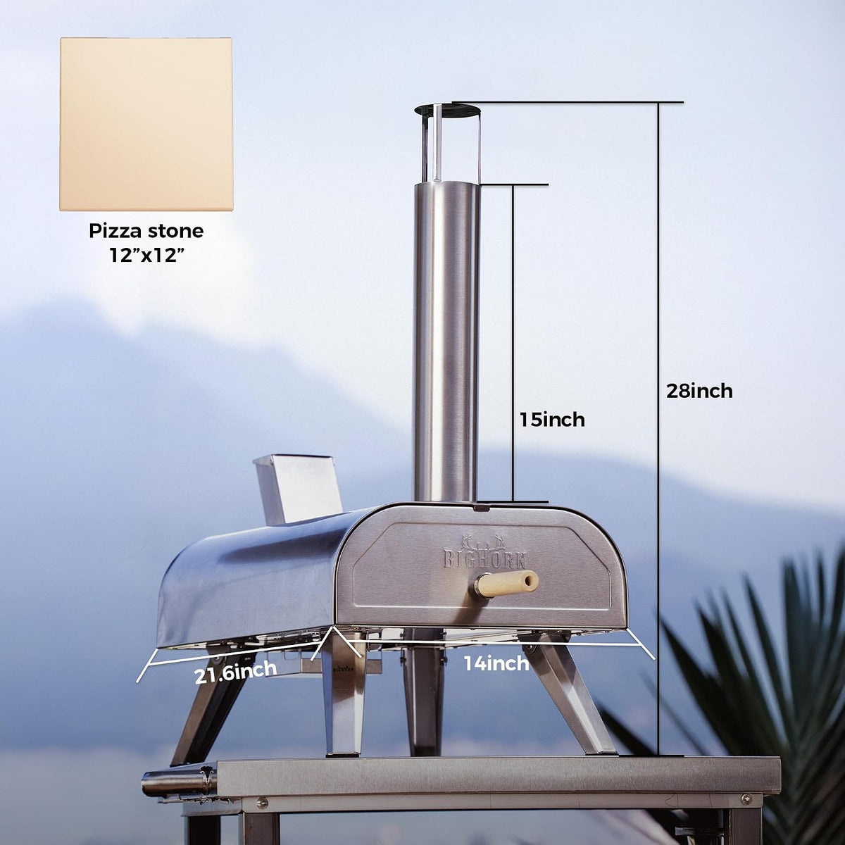 12" Outdoor Pizza Oven, 1110°F, Wood Pellet, Gas & Electric