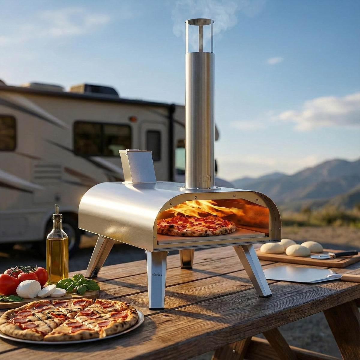 12" Outdoor Pizza Oven, 1110°F, Wood Pellet, Gas & Electric