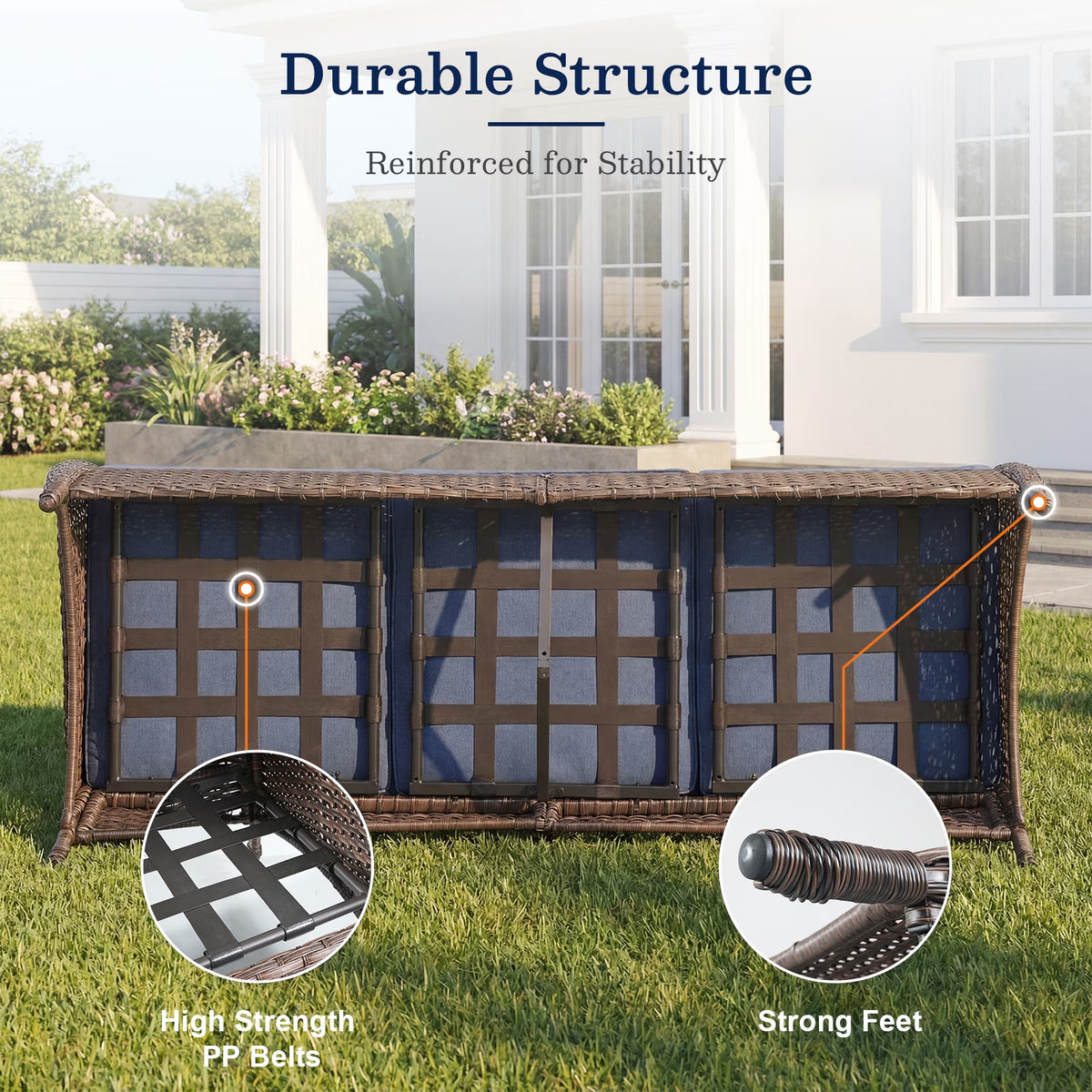 5PCS Patio Furniture Sets with Fire Pit, Brown Wicker Outdoor Patio Furniture Set with Couch, Outdoor Swivel Chair, and 43" Propane Firepit Table for Porch, Deck, Backyard