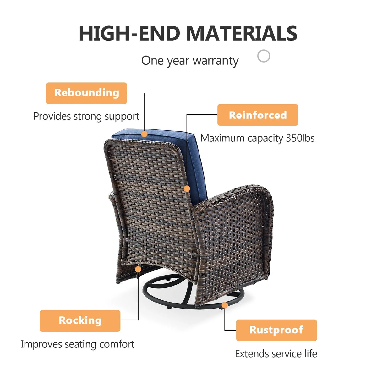 5PCS Patio Furniture Sets with Fire Pit, Brown Wicker Outdoor Patio Furniture Set with Couch, Outdoor Swivel Chair, and 43" Propane Firepit Table for Porch, Deck, Backyard