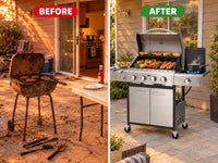 Propane Gas BBQ Grills with Side Burner,4 Burner,Silver — product view 4