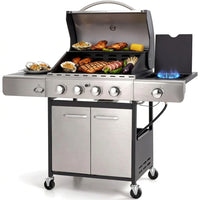 Propane Gas BBQ Grills with Side Burner,4 Burner,Silver — product view 7