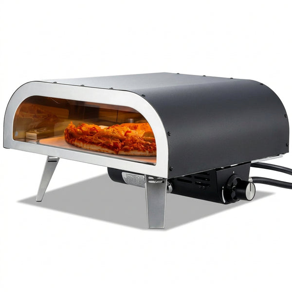 Propane Outdoor Pizza Oven, 12 Inch Gas Pizza Maker, Portable Pizza Cooker with Thickened Pizza Stone, Carry Bag, Foldable Leg, Stainless Steel Pizza Oven for outside Camping & Backyard